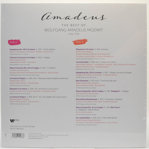 Mozart - Amadeus: The Best Of Mozart - MInt- LP Record 2021 Warner Germany Vinyl - Classical - Shuga Records