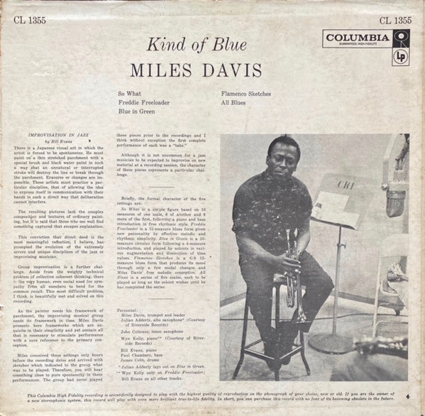 Miles Davis – Kind Of Blue - VG LP Record 1959 Columbia USA 6 eye Mono Vinyl - Jazz / Bop / Modal - Shuga Records