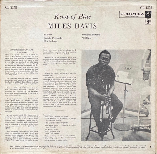 Miles Davis – Kind Of Blue - VG LP Record 1959 Columbia USA 6 eye Mono Vinyl - Jazz / Bop / Modal