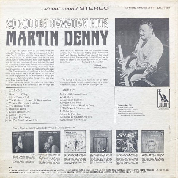 Martin Denny - 20 Golden Hawaiian Hits - Mint- LP Record 1965 Liberty USA Original Vinyl - Jazz / Exotica / Pacific - Shuga Records