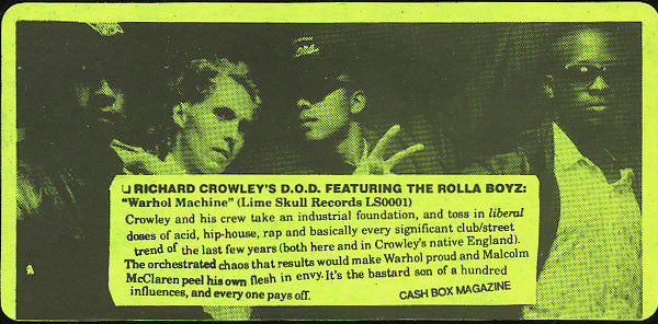 Richard Crowley / D.O.D. Featuring The Rolla Boyz - Warhol Machine - Mint- 12" Single Record 1989 Lime Skull USA Vinyl / Acid House / House / Industrial - Shuga Records