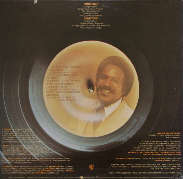 Eugene Record - The Eugene Record - VG LP Record 1977 Warner USA Vinyl - Soul / Funk / Disco - Shuga Records