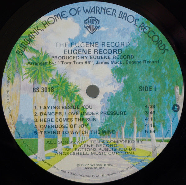 Eugene Record - The Eugene Record - VG LP Record 1977 Warner USA Vinyl - Soul / Funk / Disco - Shuga Records