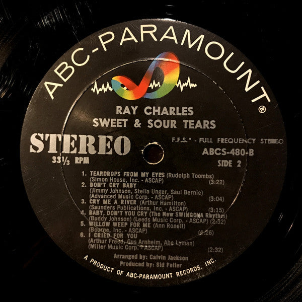 Ray Charles - Sweet & Sour Tears - VG+ (VG Cover) LP Record 1964 ABC-Paramount USA Stereo Vinyl - Soul / Soul-Jazz - Shuga Records