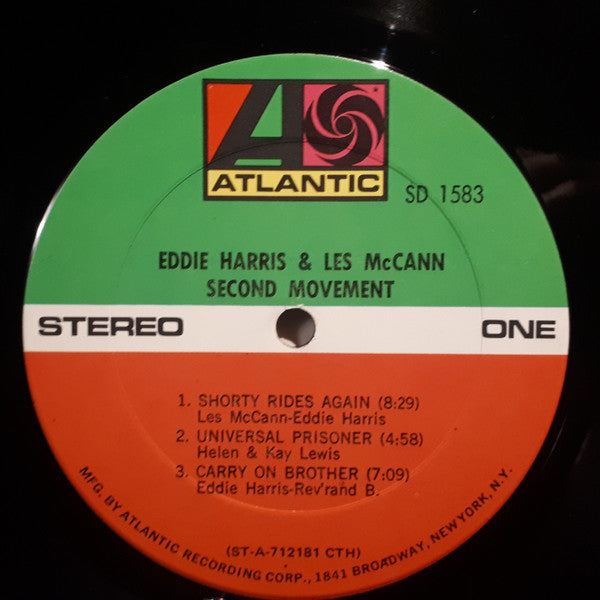 Eddie Harris & Les McCann - Second Movement - VG+ LP Record 1971 Atlantic USA Club Edition Vinyl - Jazz / Soul-Jazz / Post Bop - Shuga Records