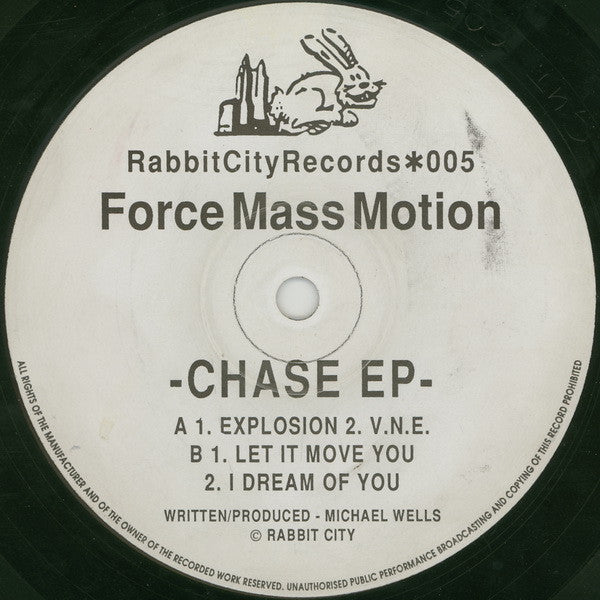 Force Mass Motion – Chase EP - VG+ 12" Single Record 1992 Rabbit City UK Vinyl Techno / Acid - Shuga Records