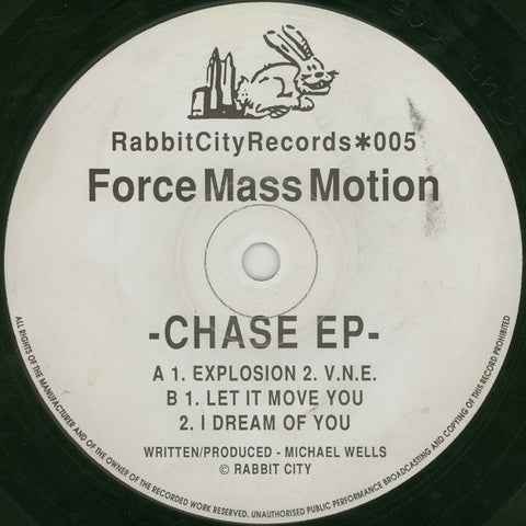 Force Mass Motion – Chase EP - VG+ 12" Single Record 1992 Rabbit City UK Vinyl Techno / Acid