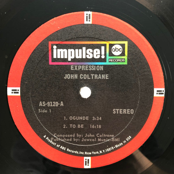 John Coltrane - Expression (1967) - VG+ LP Record 1968 Impulse! USA Vinyl - Free Jazz / Modal / Bop - Shuga Records