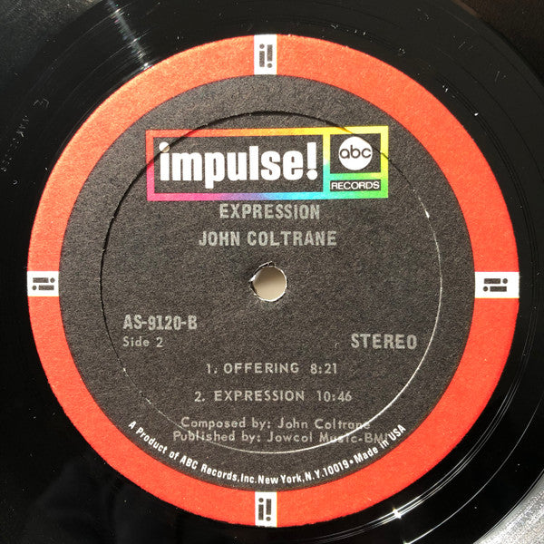 John Coltrane - Expression (1967) - VG+ LP Record 1968 Impulse! USA Vinyl - Free Jazz / Modal / Bop - Shuga Records