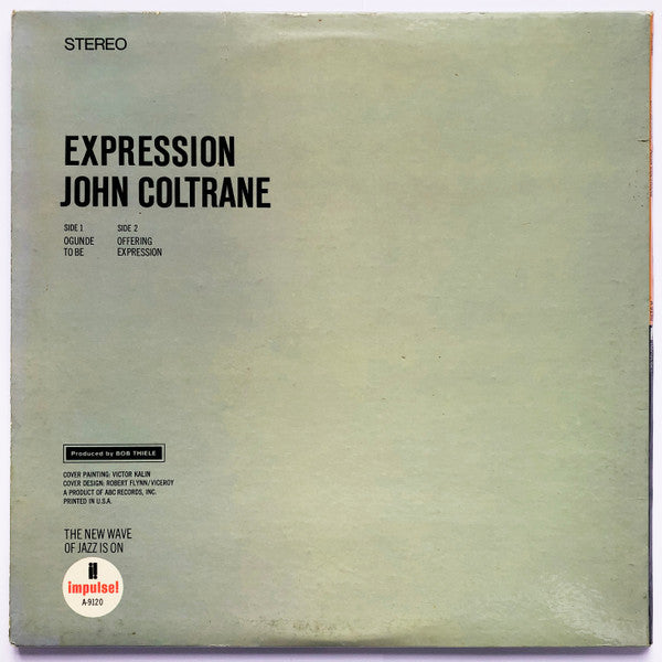John Coltrane - Expression (1967) - VG+ LP Record 1968 Impulse! USA Vinyl - Free Jazz / Modal / Bop - Shuga Records