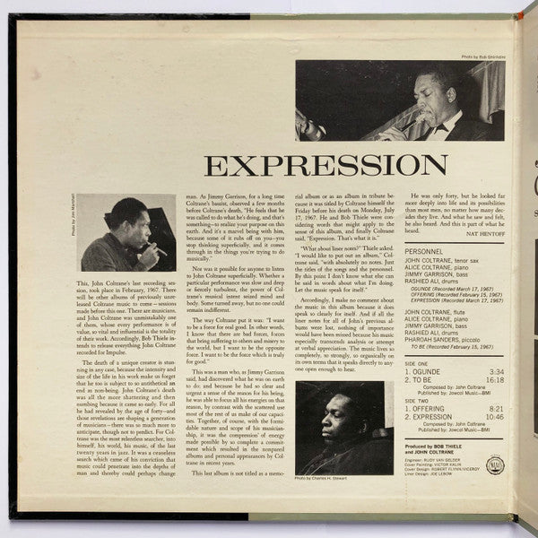 John Coltrane - Expression (1967) - VG+ LP Record 1968 Impulse! USA Vinyl - Free Jazz / Modal / Bop - Shuga Records