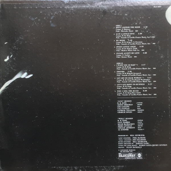 B.B. King - Live & Well - VG+ LP Record 1969 Bluesway USA Original Vinyl - Blues / Electric Blues - Shuga Records