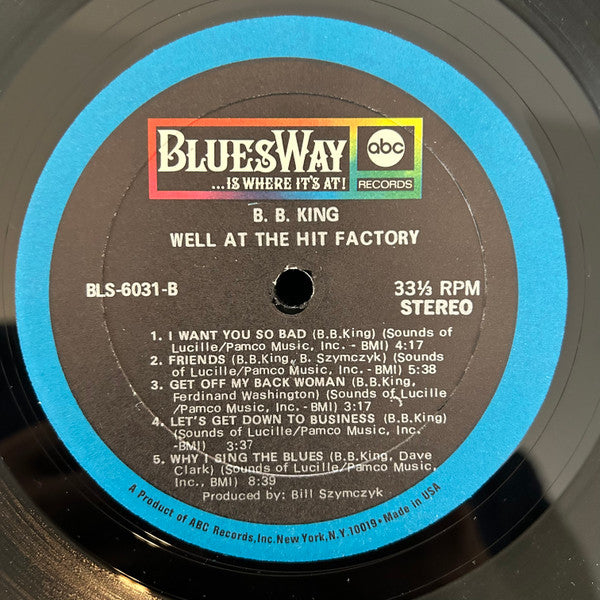 B.B. King - Live & Well - VG+ LP Record 1969 Bluesway USA Original Vinyl - Blues / Electric Blues - Shuga Records