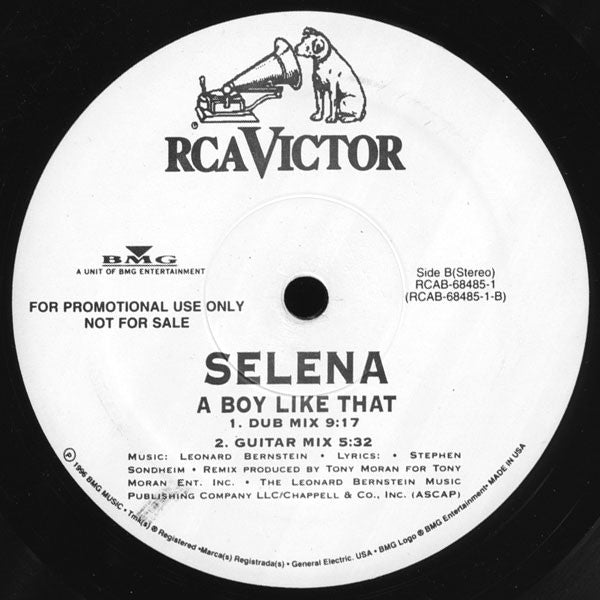Selena ‎– A Boy Like That (The Remixes) - Mint- 12" Single Record 1996 RCA USA Promo Vinyl - House