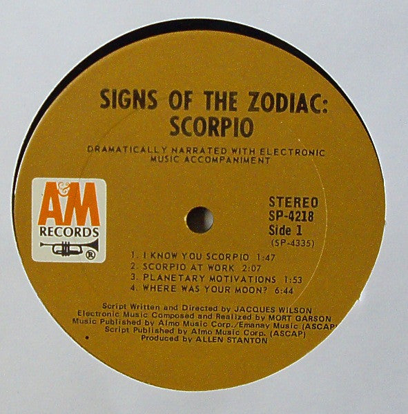 Signs Of The Zodiac - Scorpio - VG+ LP Record 1969 A&M USA Vinyl - Psychedelic / Electronic / Experimental - Shuga Records