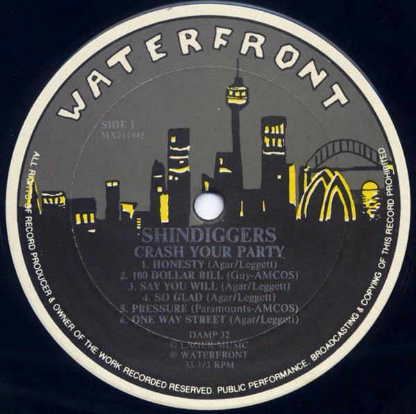 Shindiggers - Crash Your Party - Mint- LP Record 1986 Waterfront Australia Original Vinyl - Garage Rock - Shuga Records