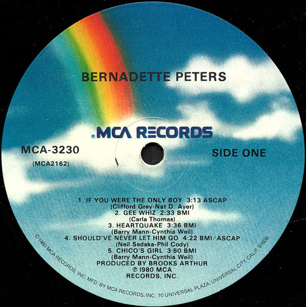Bernadette Peters ‎- Bernadette Peters - VG+ LP Record 1980 MCA USA Vinyl, Insert & Vargas Cover Art - Pop / Pop Rock - Shuga Records