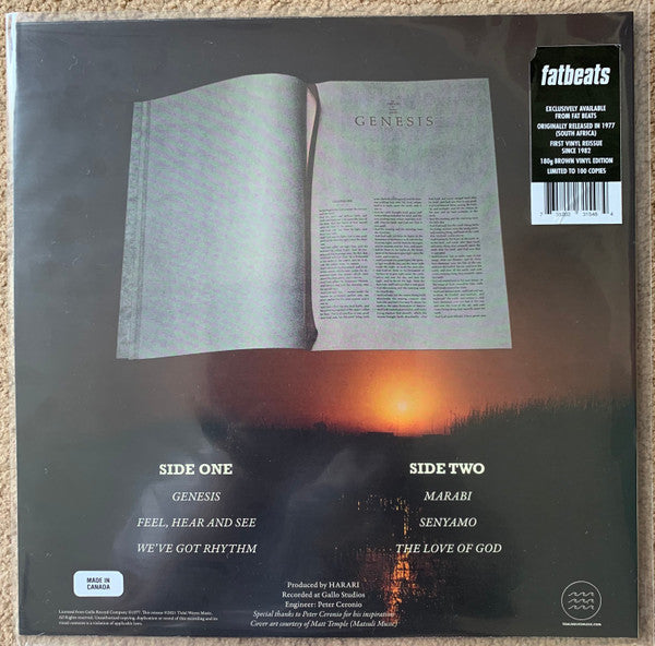 Harari - Genesis (1977) - Mint- LP Record 2021 Tidal Waves Music USA Brown Vinyl (100 made) - Funk / Disco - Shuga Records