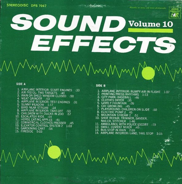 No Artist - Sound Effects Volume 10 - New LP Record 1969 Audio Fidelity USA Vinyl - Special Effects / Field Recording - Shuga Records