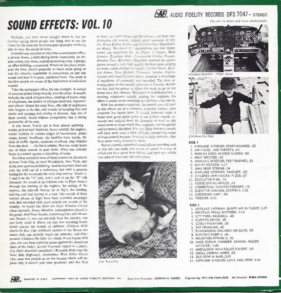 No Artist - Sound Effects Volume 10 - New LP Record 1969 Audio Fidelity USA Vinyl - Special Effects / Field Recording - Shuga Records