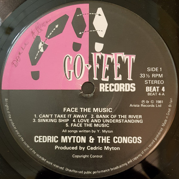 Cedric Myton & The Congos – Face The Music - VG+ LP Record 1981 Go-Feet UK Vinyl - Reggae / Roots Reggae - Shuga Records