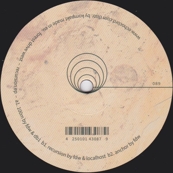 Forest Drive West - Recursion EP - New EP Record 2022 Echocord Denmark Vinyl - Dub Techno - Shuga Records