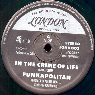 Funkapolitan - In The Crime Of Life - VG+ 12" Single Record 1982 London UK Vinyl - Funk / Disco
