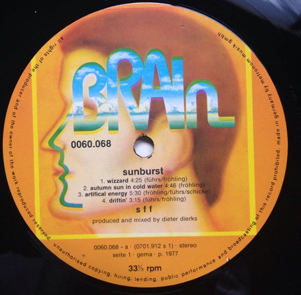 Schicke / Führs / Fröhling - Sunburst - VG+ LP Record 1977 Brain Germany Vinyl - Krautrock / Prog Rock / Art Rock - Shuga Records