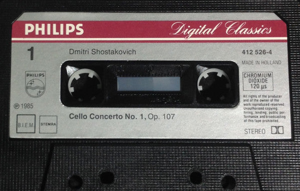 Shostakovich, Heinrich Schiff, Symphonie-Orchester Des Bayerischen Rundfunks, Maxim Shostakovich – Cello Concertos Nr. 1&2 - Mint- Cassette 1985 Philips Europe Tape - Classical