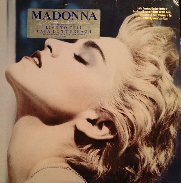 Madonna - True Blue - VG+ LP Record 1986 Sire USA Promo Vinyl & Poster - Pop Rock / Synth-pop - Shuga Records