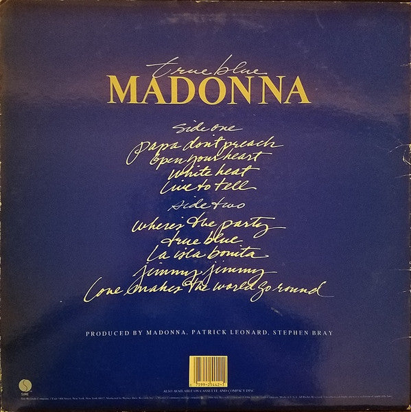 Madonna - True Blue - VG+ LP Record 1986 Sire USA Promo Vinyl & Poster - Pop Rock / Synth-pop - Shuga Records