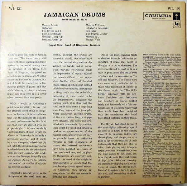 Royal Steel Band - Jamaican Drums - Mint- LP Record (VG cover) 1958 Columbia Adventures In Sound USA Vinyl - Calypso / Steel Band / Reggae - Shuga Records