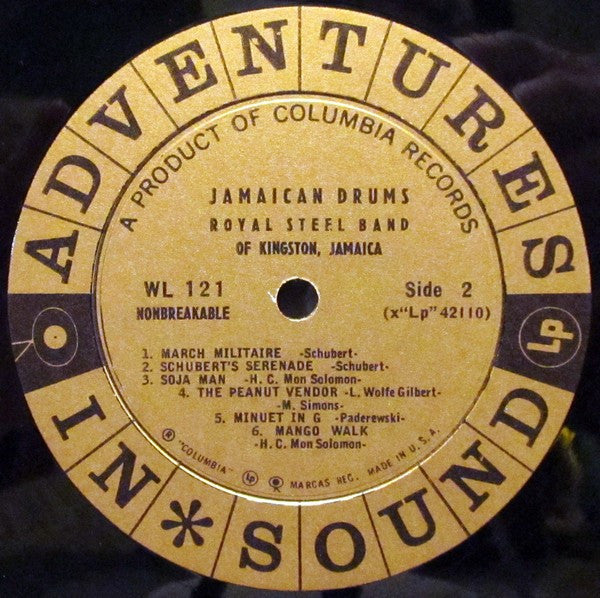 Royal Steel Band - Jamaican Drums - Mint- LP Record (VG cover) 1958 Columbia Adventures In Sound USA Vinyl - Calypso / Steel Band / Reggae - Shuga Records