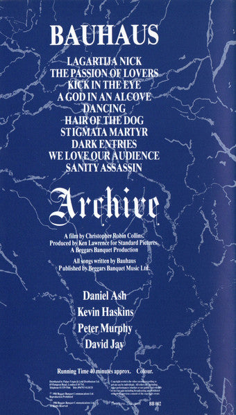 Bauhaus - Archive (1984) - Mint- VHS Tape 1990 Beggars Banquet USA Rare - Goth Rock - Shuga Records