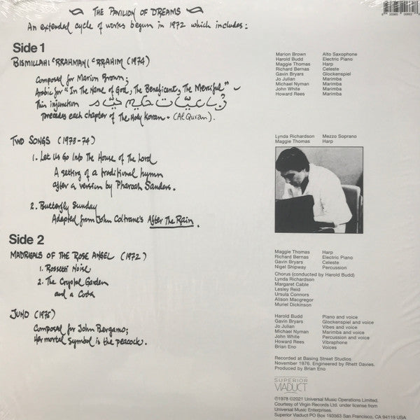 Harold Budd – The Pavilion Of Dreams (1978) - Mint- LP Record 2022 Superior Viaduct Vinyl - Electronic / Ambient / Minimal - Shuga Records