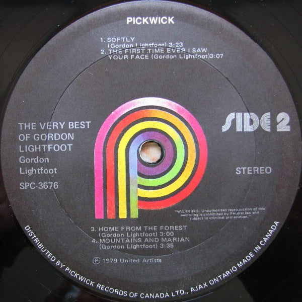 Gordon Lightfoot – The First Time Ever I Saw Your Face - Mint- LP Record 1979 PIckwick Stereo Vinyl - Folk Rock - Shuga Records