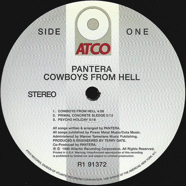 Pantera – Cowboys From Hell (1990) - Mint- 2 LP Record Store Day 2010 ATCO Rhino 180 gram Vinyl - Heavy Metal / Thrash / Groove Metal - Shuga Records