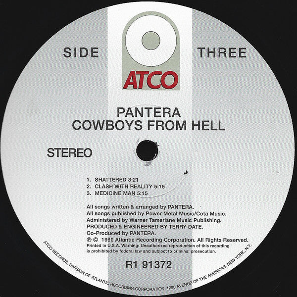 Pantera – Cowboys From Hell (1990) - Mint- 2 LP Record Store Day 2010 ATCO Rhino 180 gram Vinyl - Heavy Metal / Thrash / Groove Metal - Shuga Records