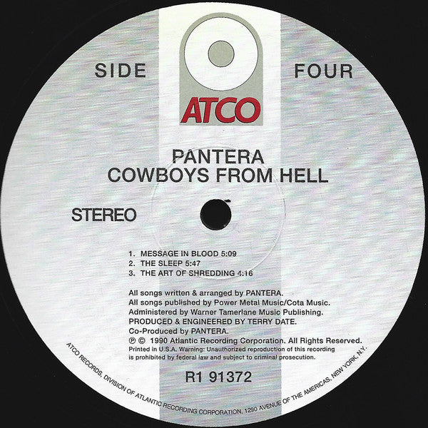Pantera – Cowboys From Hell (1990) - Mint- 2 LP Record Store Day 2010 ATCO Rhino 180 gram Vinyl - Heavy Metal / Thrash / Groove Metal - Shuga Records