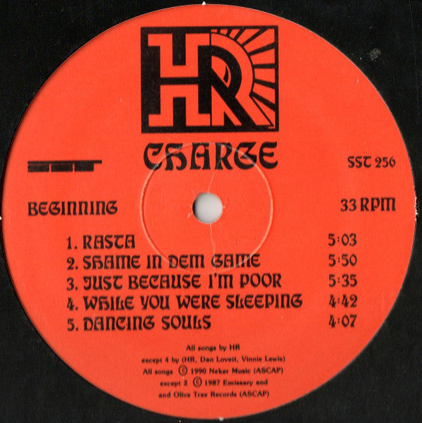 HR - Charge - VG+ LP Record 1990 SST USA Vinyl - Reggae - Shuga Records