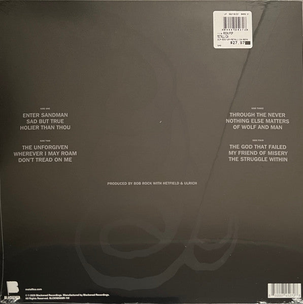 Metallica - Metallica (1991) - Mint- 2 LP Record 2021 Blackened Walmart Exclusive Clear with Black Marble 180 gram Vinyl, Insert & Download - Thrash / Rock / Heavy Metal - Shuga Records