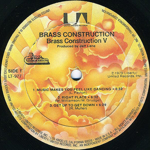 Brass Construction - Brass Construction 5 - VG+ LP Record 1979 United Artists USA Vinyl - Funk / Disco - Shuga Records