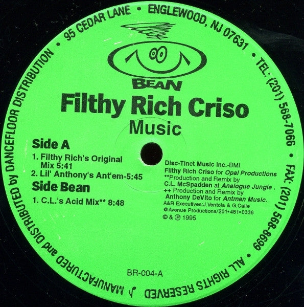 Filthy Rich Criso - Music - Mint- 12" Single Record 1995 Bean USA Vinyl - House - Shuga Records