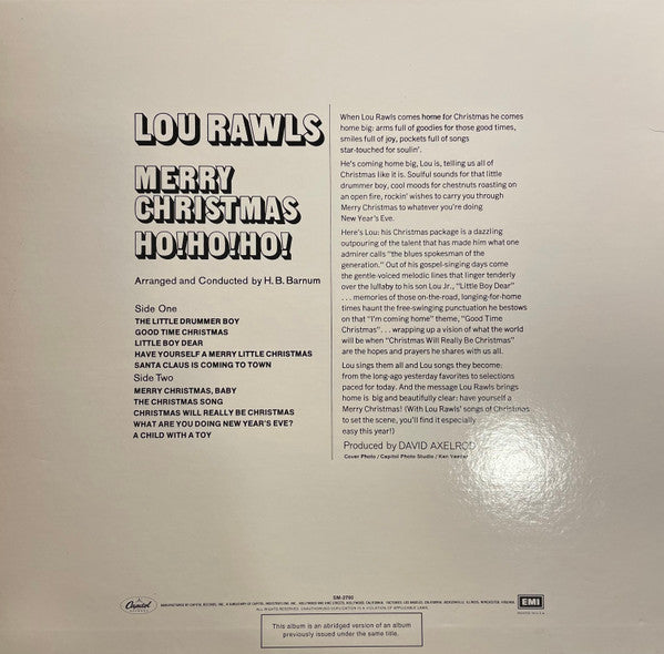 Lou Rawls - Merry Christmas Ho! Ho! Ho! (1967) - New LP Record 1970s Capitol USA Vinyl - Holiday / Soul - Shuga Records
