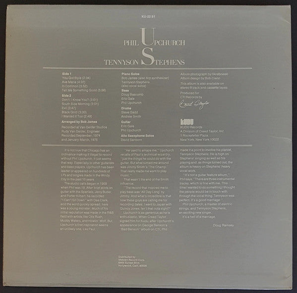 Phil Upchurch / Tennyson Stephens – Upchurch/Tennyson - VG+ LP Record 1975 Kudu USA Vinyl - Jazz / Soul-Jazz