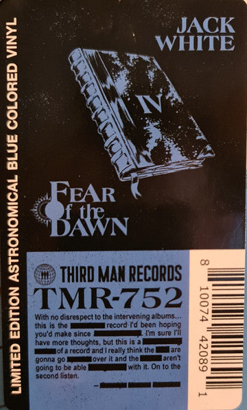 Jack White – Fear Of The Dawn - New LP Record 2022 Third Man Astronomical Blue Vinyl, 3x Inserts - Alternative Rock - Shuga Records