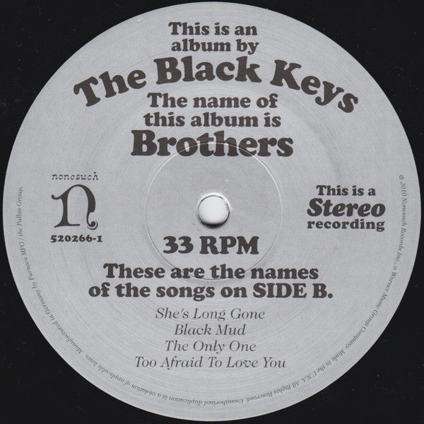The Black Keys - Brothers - Mint- 2 LP Record 2010 Nonesuch USA Vinyl - Indie Rock / Blues Rock - Shuga Records