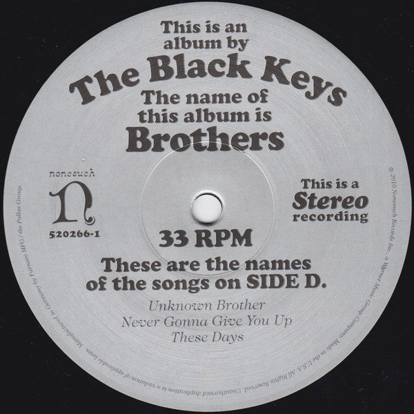 The Black Keys - Brothers - Mint- 2 LP Record 2010 Nonesuch USA Vinyl - Indie Rock / Blues Rock - Shuga Records