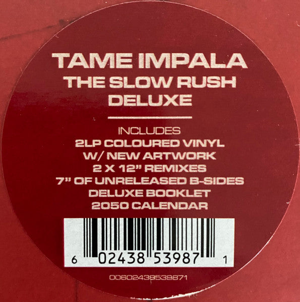 Tame Impala - The Slow Rush (2020) - Mint- 2 LP Record Box Set 2022 Fiction Virgin Red Vinyl, 2x 12" Singles, Booklet, 7", Calendar - Psychedelic Rock / Indie Rock - Shuga Records
