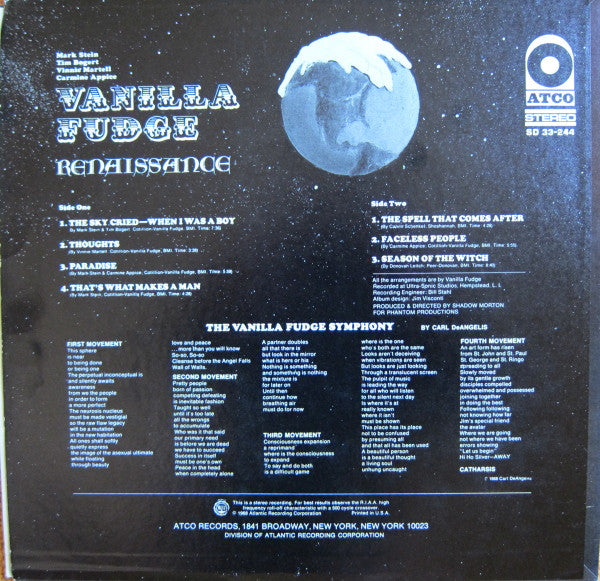 Vanilla Fudge - Renaissance - VG+ LP Record 1968 ATCO Purple Gold Label USA Original Vinyl - Psychedelic Rock - Shuga Records